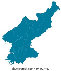 north Korea blue map vector