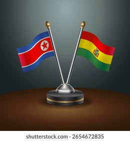A tabela Coreia do Norte e Bolívia sinaliza a relação com o plano de fundo gradiente. Ilustração de vetor