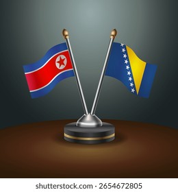 A tabela Coreia do Norte e Bósnia e Herzegovina sinaliza a relação com o plano de fundo gradiente. Ilustração de vetor