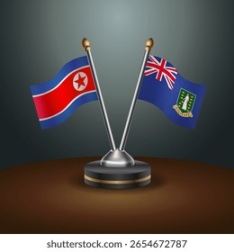 A tabela Coreia do Norte e Ilhas Virgens Britânicas sinaliza a relação com o plano de fundo gradiente. Ilustração de vetor