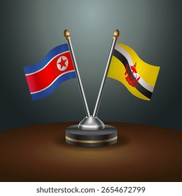 A Coreia do Norte e Brunei sinalizam a relação com o plano de fundo gradiente. Ilustração de vetor