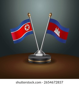 A tabela Coreia do Norte e Camboja sinaliza a relação com o plano de fundo gradiente. Ilustração de vetor
