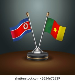 A tabela Coreia do Norte e Camarões sinaliza a relação com o plano de fundo gradiente. Ilustração de vetor