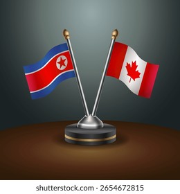 A tabela Coreia do Norte e Canadá sinaliza a relação com o plano de fundo gradiente. Ilustração de vetor