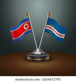 A tabela Coreia do Norte e Cabo Verde sinaliza a relação com o plano de fundo gradiente. Ilustração de vetor