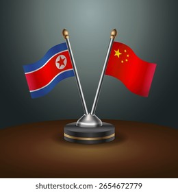 A tabela da Coreia do Norte e da China sinaliza a relação com o plano de fundo gradativo. Ilustração de vetor