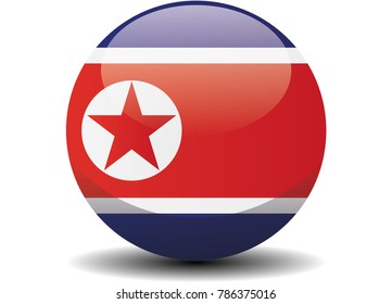 North Korea circle button flag background texture. Vector illustration.