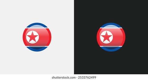 North Korea Circle Flag Round National Flag