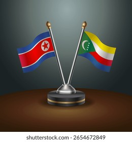 A tabela Coreia do Norte e Comores sinaliza a relação com o plano de fundo gradiente. Ilustração de vetor