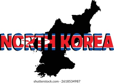 North Korea Country Map And Flag Design Vector Image