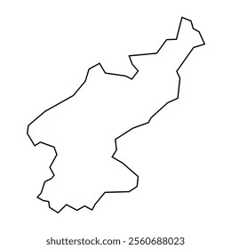 North Korea country thin black outline silhouette. Simplified map. Vector icon isolated on white background.