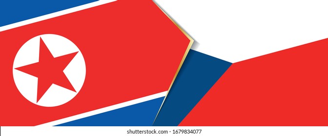 North Korea and Czech Republic flags, two vector flags symbol of relationship or confrontation.