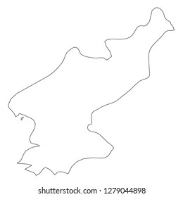 North Korea, Democratic Peoples Republic of Korea, DPRK - solid black outline border map of country area. Simple flat vector illustration.