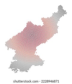 North Korea dotted map. Digital style shape of North Korea. Tech icon of the country with graduated dots. Appealing vector illustration.