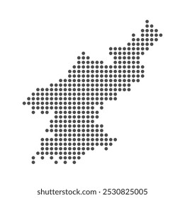 Nordkorea - gepunktete Karte. Von Punkten gebildete Karte. Vektorgrafik