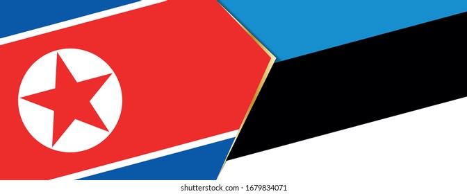Banderas de Corea del Norte y Estonia, dos banderas vectoriales símbolo de relación o confrontación.