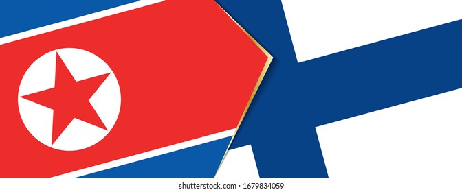 North Korea and Finland flags, two vector flags symbol of relationship or confrontation.