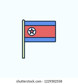 North Korea flag 2 colored line icon. Simple colored element illustration. North Korea outline symbol design from flags set