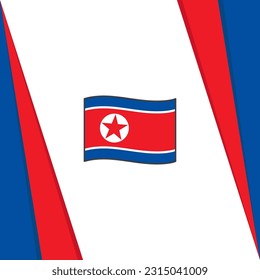 Plantilla de diseño de fondo de resumen de bandera de Corea del Norte. Cartel del Día de la Independencia de Corea del Norte en medios sociales. Bandera de Corea del Norte
