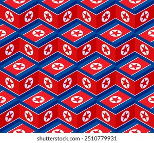 Patrón de caja de bandera de Corea del Norte. Ilustración vectorial