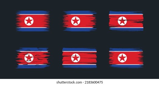 North Korea Flag Brush Collection. National Flag