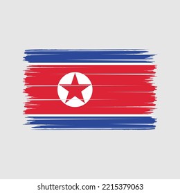 North Korea Flag Brush Strokes Painted