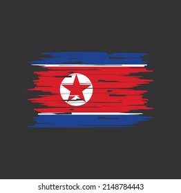 Vector de pincel de bandera de Corea del Norte. Bandera nacional