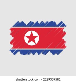 North Korea Flag Brush Vector Illustration