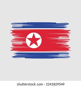 North Korea Flag Brush Vector Illustration