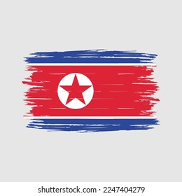 North Korea Flag Brush Vector Illustration