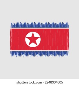 North Korea Flag Brush Vector Illustration