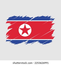 North Korea Flag Brush Vector Illustration