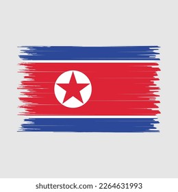 North Korea Flag Brush Vector Illustration