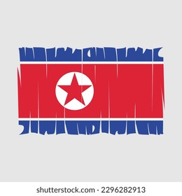 North Korea Flag Brush Vector Illustration