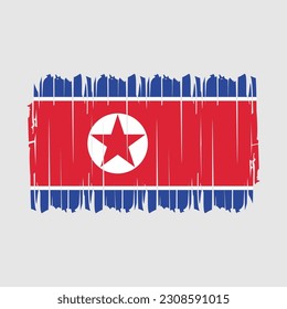 North Korea Flag Brush Vector Illustration