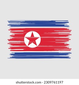 North Korea Flag Brush Vector Illustration