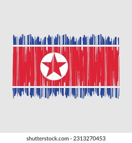 North Korea Flag Brush Vector Illustration