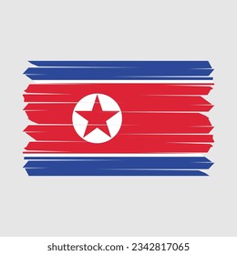 North Korea Flag Brush Vector Illustration