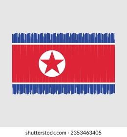 North Korea Flag Brush Vector Illustration
