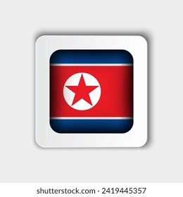 North Korea Flag Button Flat Design