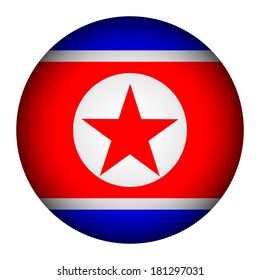 North Korea flag button on a white background. Vector illustration.