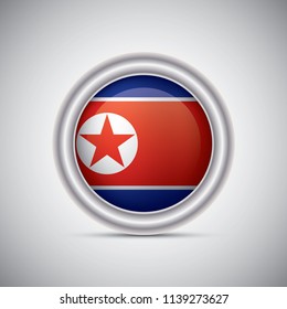 North Korea flag button style. Vector image