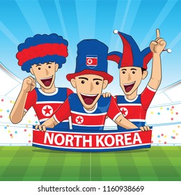 North korea Flag. Cheer football support Vector illustration.