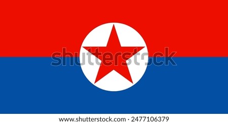 North Korea flag. North Korea circle flag. Button flag icon. Standard color. Round button icon. The circle icon. Computer illustration. Digital illustration. Vector illustration.