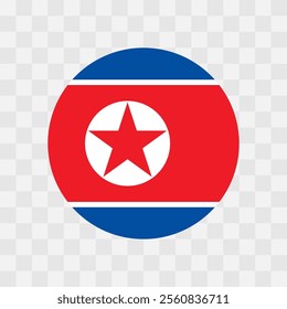 North Korea flag - circle vector flag isolated on checkerboard transparent background