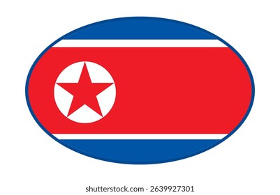 	
North Korea flag ellipse shaped. vector	