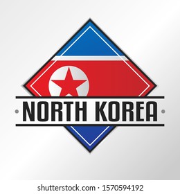 North Korea Flag Emblema. Vector Design National. Illustration Country Symbol. Insignia Banner Logo.