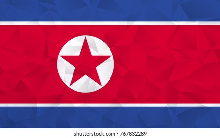 North korea flag - geometric rumpled triangular low poly style gradient graphic, polygonal design for your. Vector illustration eps 10.