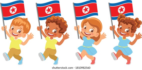 North Korea flag in hand set