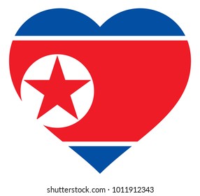 north korea flag in heart vector illustration sign. Flag of north korea in the shape of Heart with contrasting contour, symbol of love for his country or valentine day, patriotism.